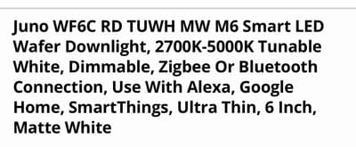 Juno WF6C RD TUWH MW M6 Smart LED Wafer Downlight - Thumbnail 3