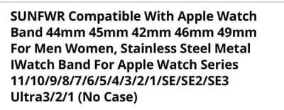 SUNFWR Compatible with Apple Watch Band 44mm 45mm 42mm 46mm 49mm for Men Women - Thumbnail 2