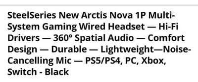 SteelSeries New Arctis Nova 1P Multi-System Gaming Wired Headset - Thumbnail 6