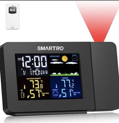 SMARTRO SC91 Projection Alarm Clock For Bedrooms With Weather Station - Image 1