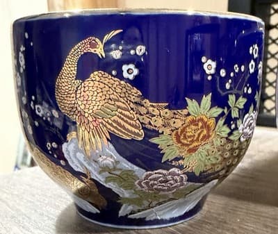 Vintage Pier 1 Japan Cobalt Blue Gold Peacock Tea Set Cups - Thumbnail 5