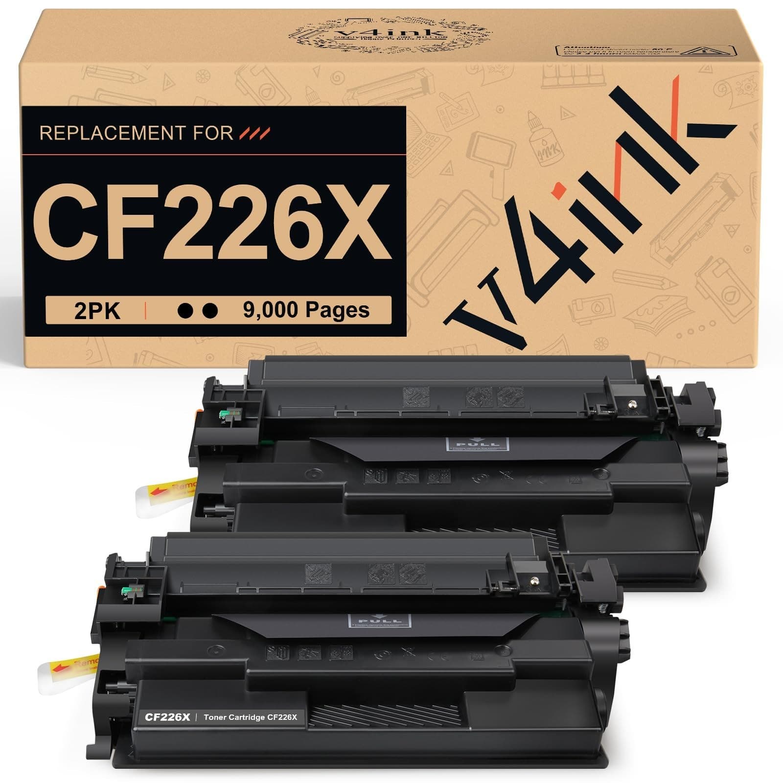 v4ink 2-Pack Compatible 26X Toner Cartridge Replacement for HP 26X CF226X Toner - Image 1