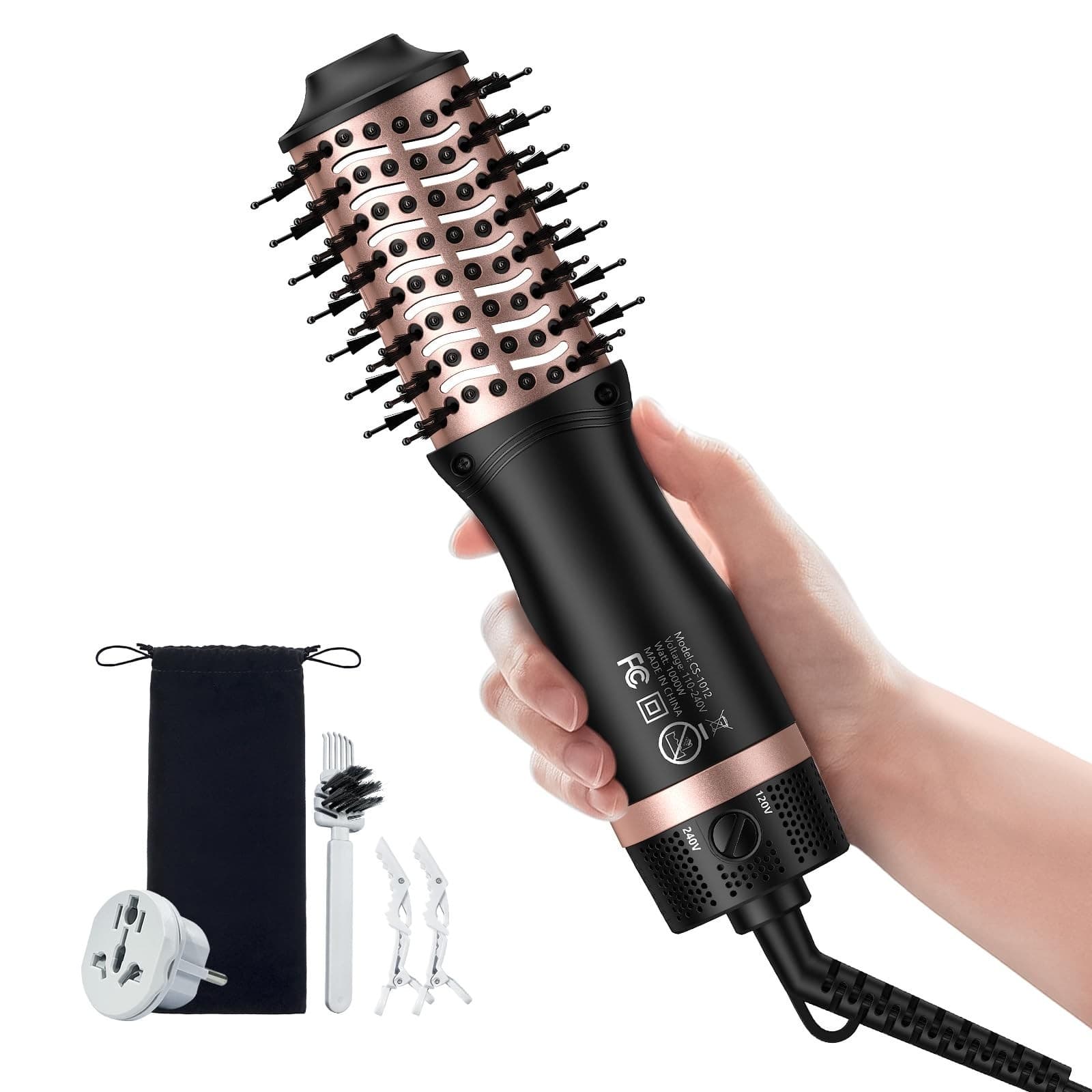 slopehill Mini Dual Voltage Hair Dryer Brush,1000 Watts Travel Hot Air Brush wit - Image 1