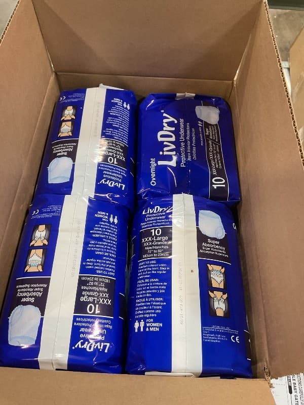 LivDry 3XL Overnight Adult Diapers for Women and Men, XXXL Incontinence Underwea - Thumbnail 2