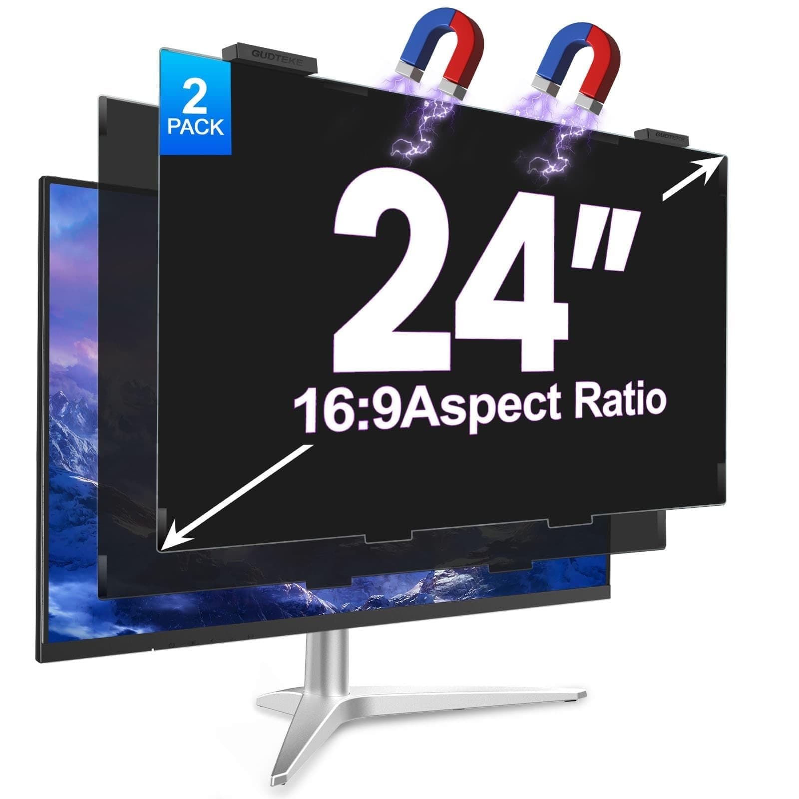 GUDTEKE 2Pack Magnetic 24 Inch Privacy Screen for Computer Monitor 16:9 Aspect R - Image 1