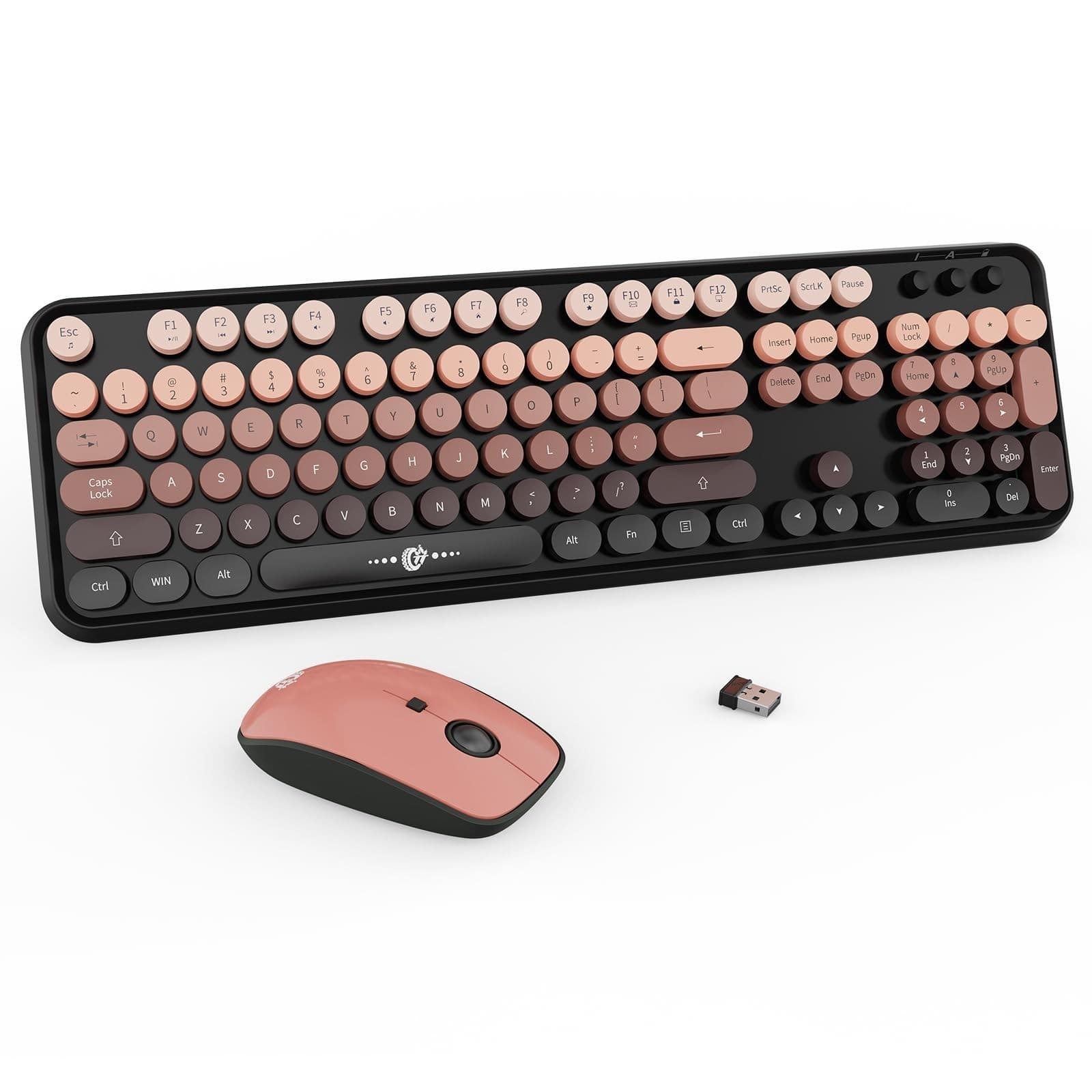 FD Wireless Keyboard and Mouse Combo - 2.4G Full-Sized Cute Colorful Mouse and K - Image 1