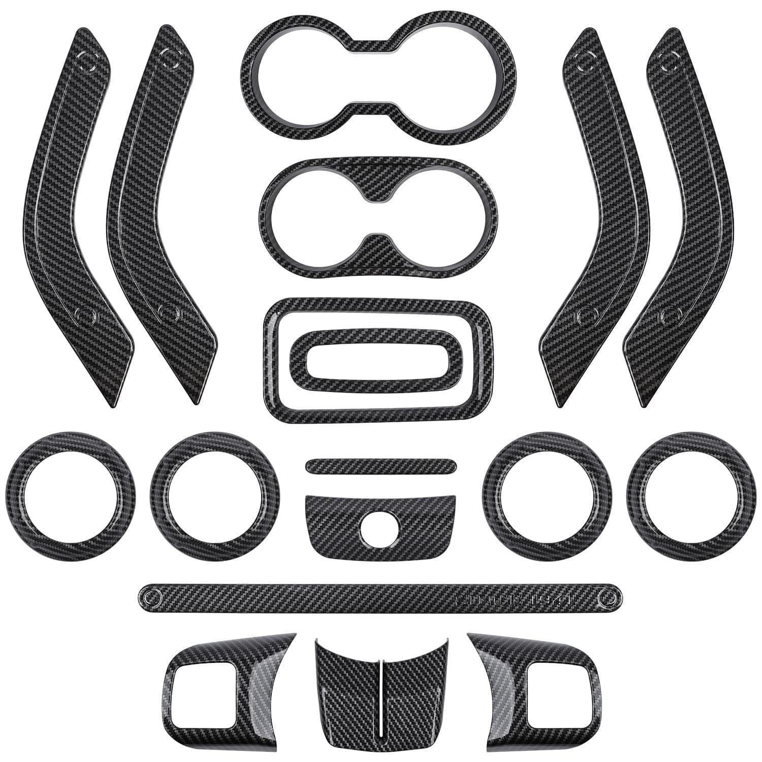 18 PCS Full Set Interior Decoration Trim Kit Steering Wheel Center Console Door - Image 1