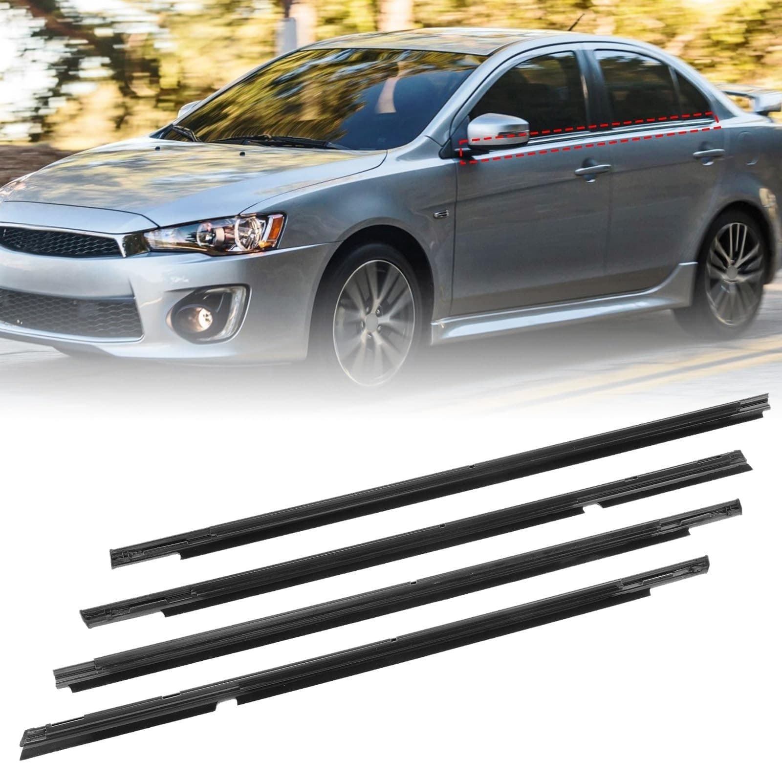 4Pcs Weatherstrip Window Moulding Trim Seal Belt Compatible with Mitsubishi - Image 1