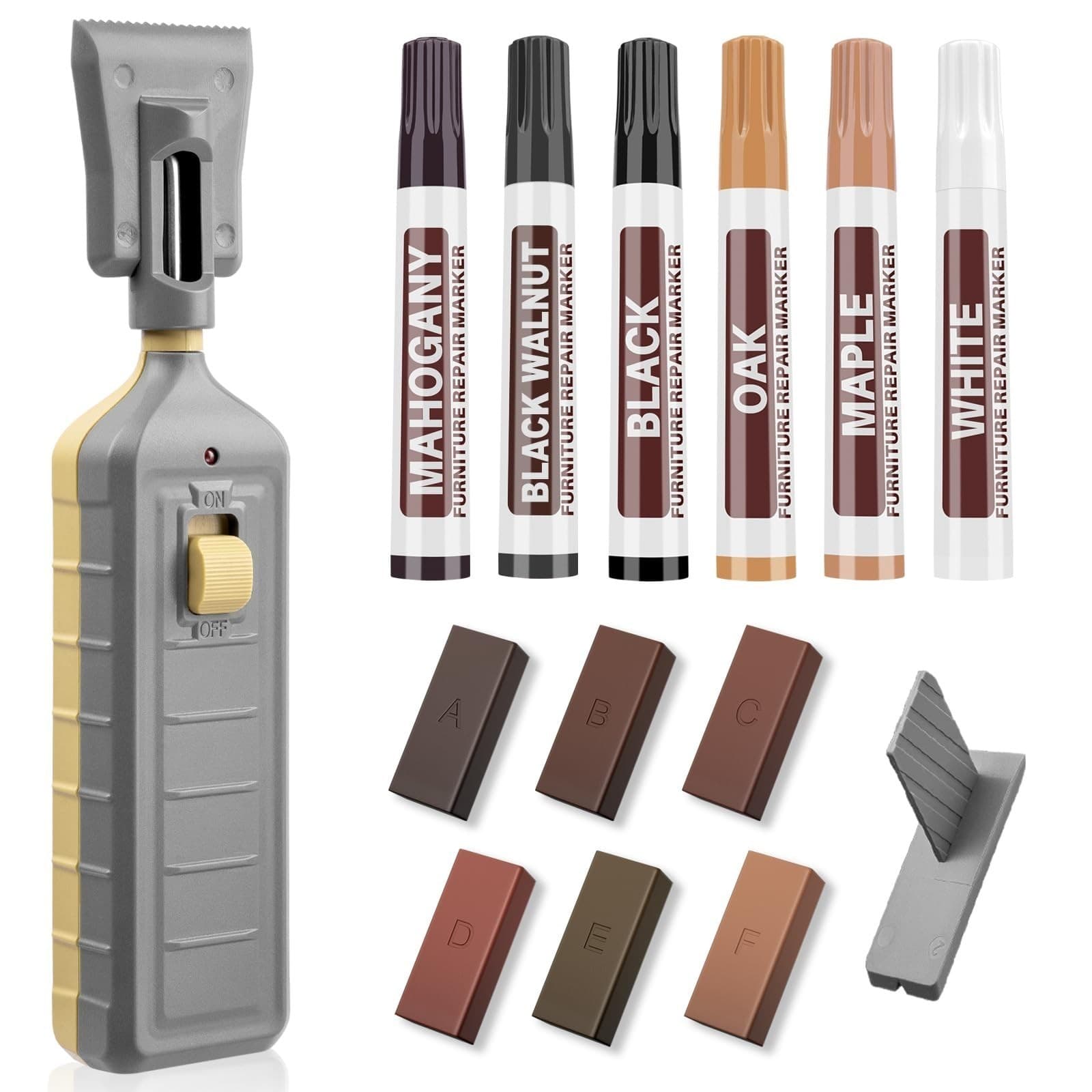 Laminate Floor Repair Kit with Heat Pen,Linoleum Repair Hard Wax 12 Color Wood V - Image 1