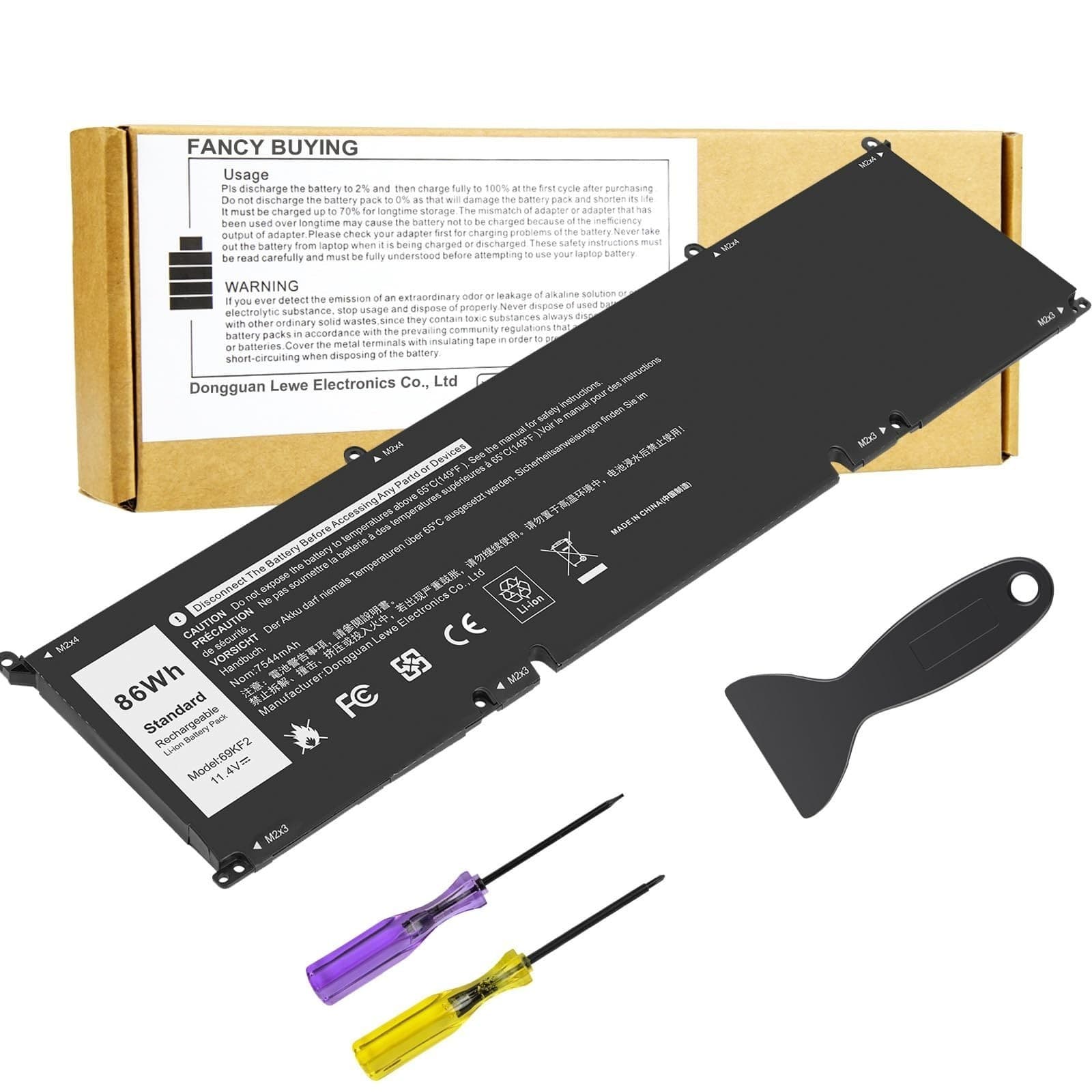 86Wh 69KF2 M59JH 8FCTC 70N2F Battery for Dell XPS 15 9500 9510 9520 Precision 55 - Image 1