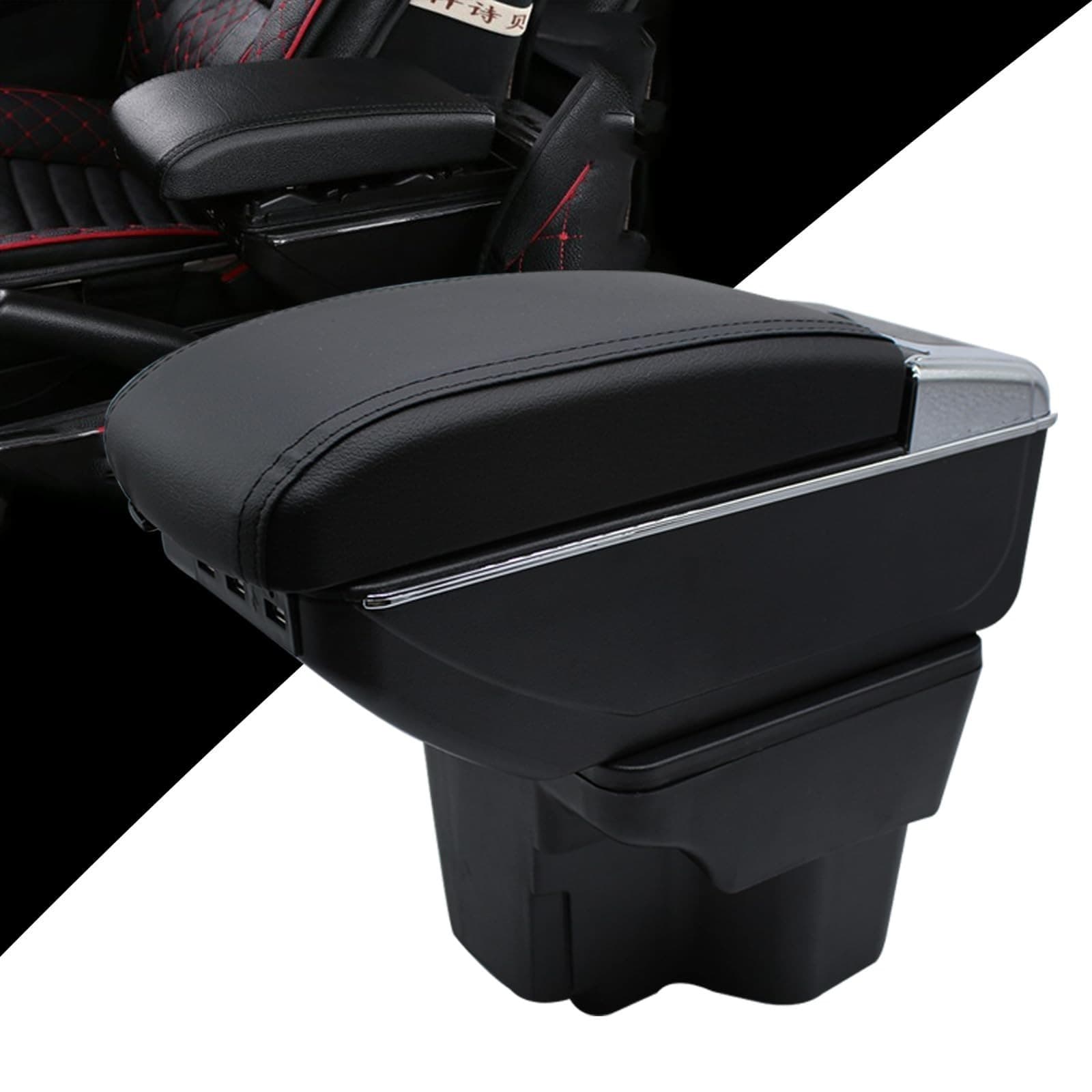 Armrest Box for Kia Rio 2012-2016 Front Center Console Double Layer Black - Image 1