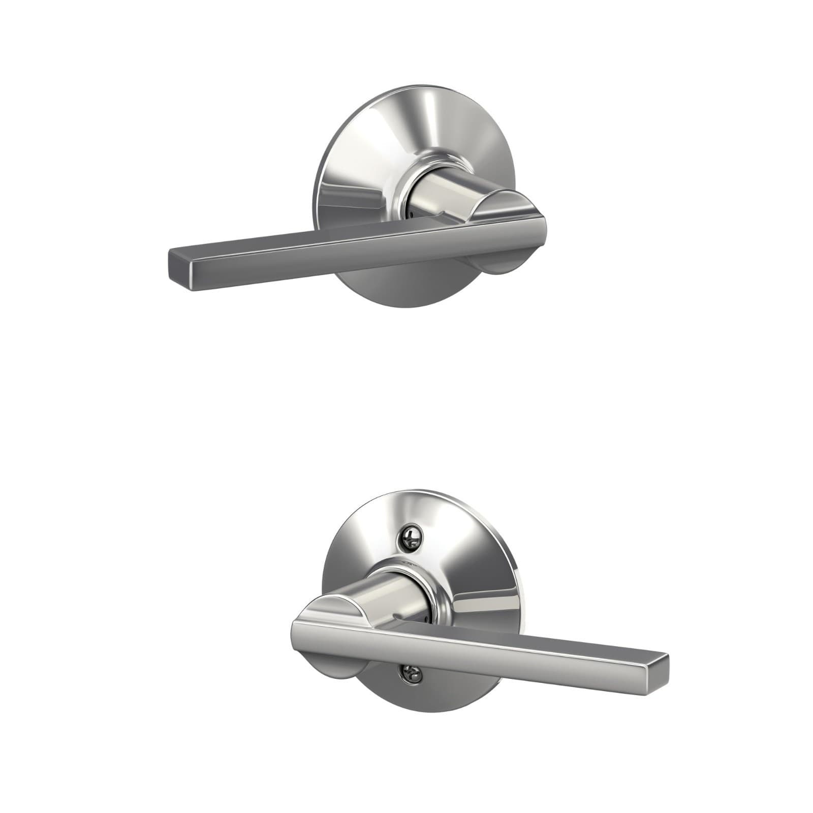Schlage F10 LAT 625 Latitude Door Lever, Hall & Closet Passage Lock, Bright Chro - Image 1