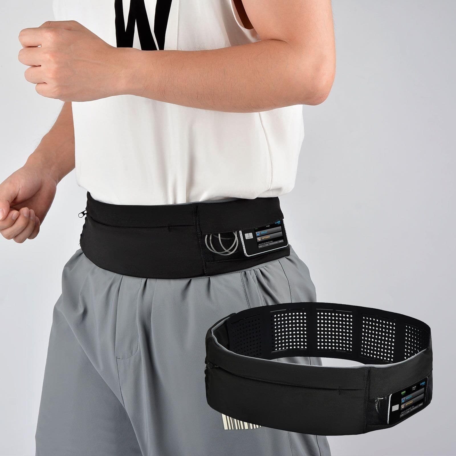 Insulin Pump Holder Waist Belt for Adults, Soft, Elastic & Medium, Black - Image 1