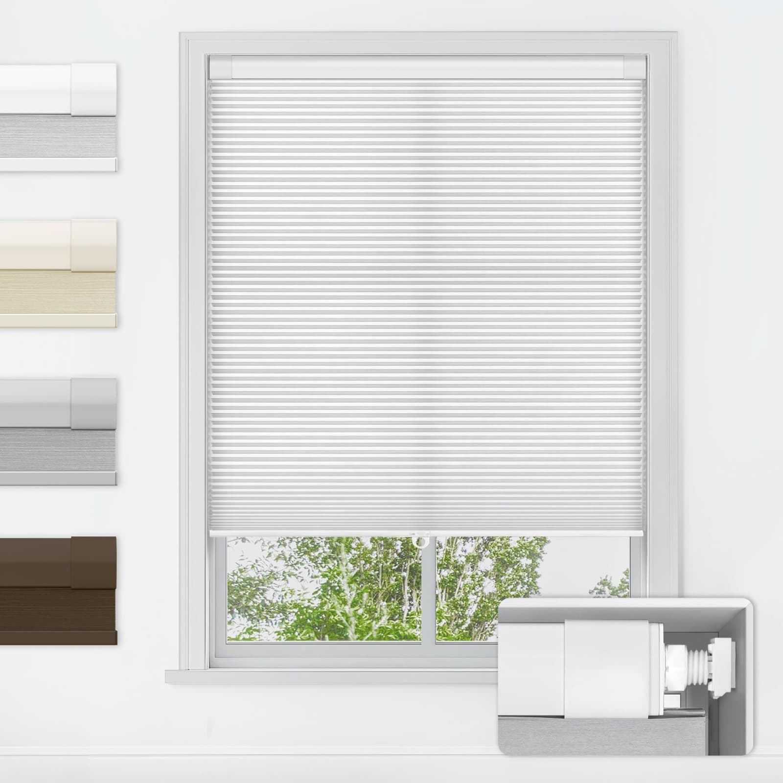 LazBlinds No Tools No Drill Cordless Cellular Shades, Light Filtering Honeycomb - Image 1