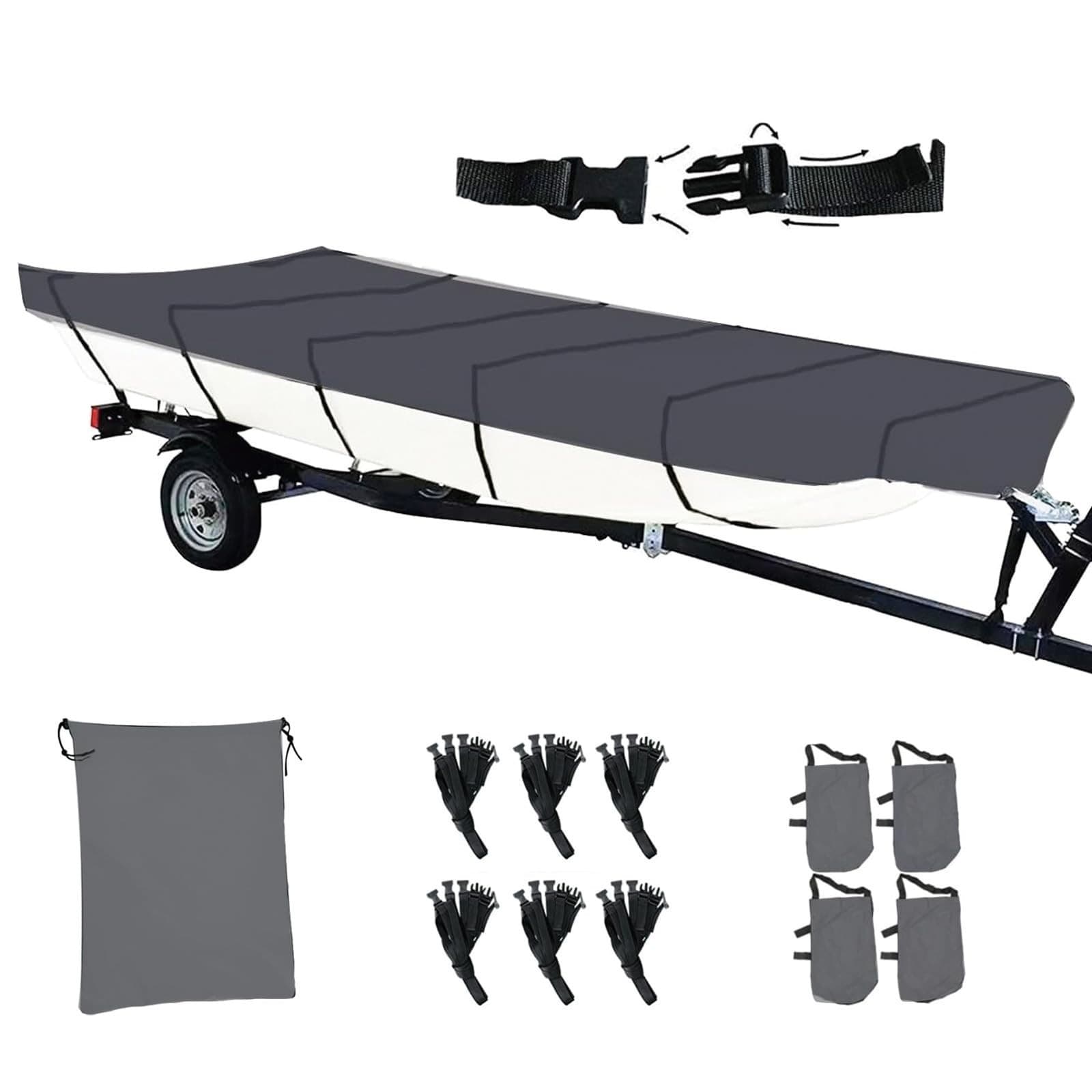 Jon Boat Cover 12ft Long,Beam Width up to 56in Waterproof Trailerable Jon Boat U - Image 1