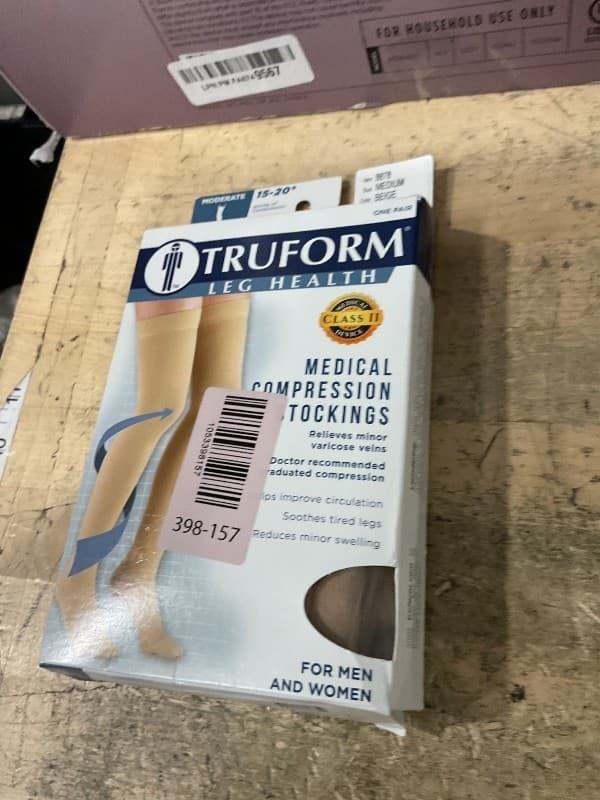 Truform 15-20 mmHg Compression Stockings for Men and Women, Thigh High Length, - Thumbnail 2