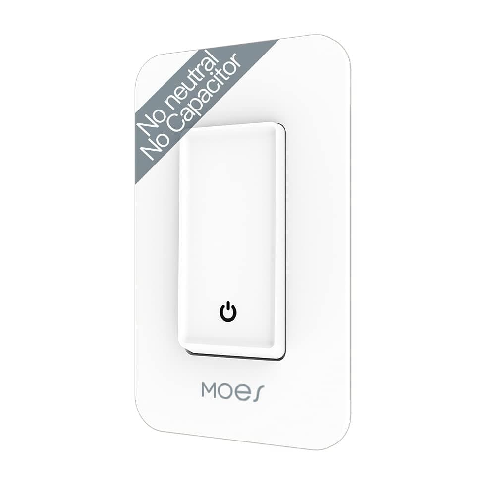 MOES WiFi Smart Light Switch No Neutral Wire, No Capacitor, No hub Required, 2nd - Image 1