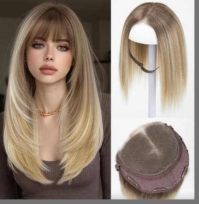 Challeam Lace Front Hair Toppers With Band For Women 5.5x4 Pre-Cut Closed - Image 1