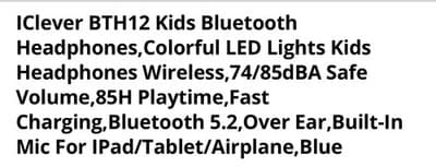 iClever BTH12 Kids Bluetooth Headphones,Colorful LED Lights Kids Headphones W... - Thumbnail 3