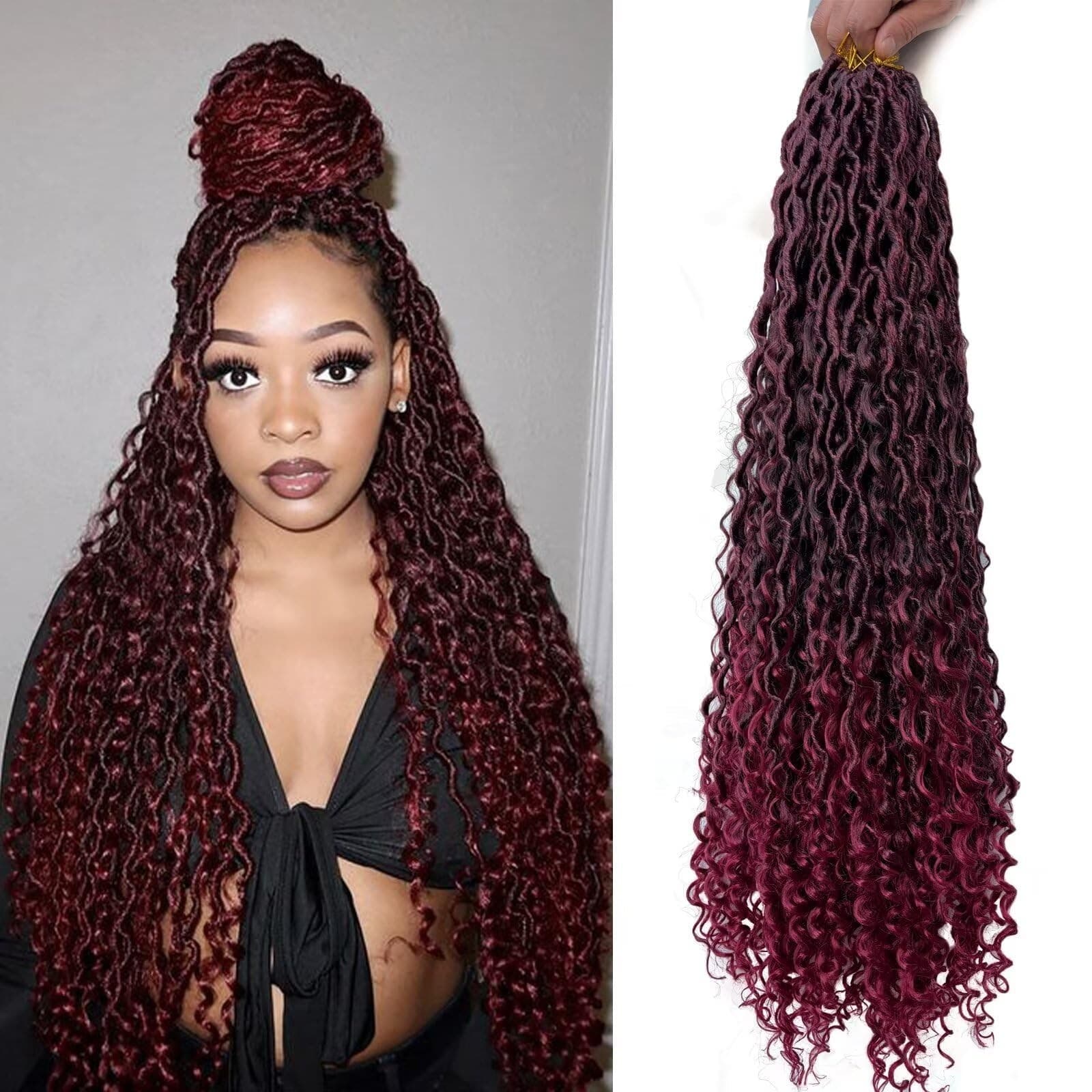 8 Packs New Goddess Locs Crochet Hair for Black Women 30inch Curly River Locs Cr - Image 1