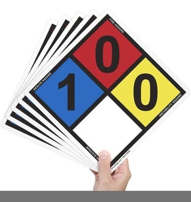 NFPA 704 - Ratings (0,1,0) Label | 13.8" Tall (Tip-To-Tip) Diamond Laminated Vin - Image 1