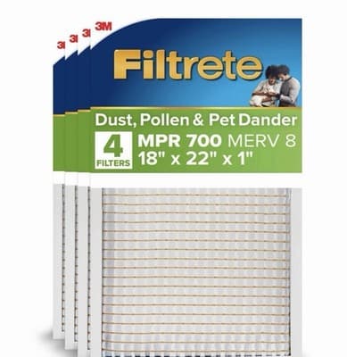 Filtrete 18x22x1 AC Furnace Air Filter, MPR 700, MERV 8, Tough On Pollen - Image 1