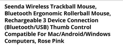 Seenda Wireless Trackball Mouse Bluetooth Ergonomic Mouse Rollerball Mouse MBD5 - Thumbnail 2