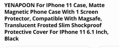 YENAPOON For IPhone 11 Case, Matte Magnetic Phone Case With 1 Screen Protector - Thumbnail 3