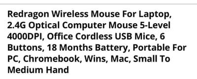 Redragon Wireless Mouse BT5.0/3.0 & 2.4G, 6 Buttons, 5 Level 4000DPI - Thumbnail 3