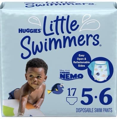 Huggies Little Swimmers Disposable Swim Diapers, Size 5-6 32+ lbs, 17 Ct