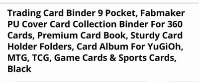 Trading Card Binder 9 Pocket, Fabmaker Card Collection Binder for 360 Cards, NE - Thumbnail 2