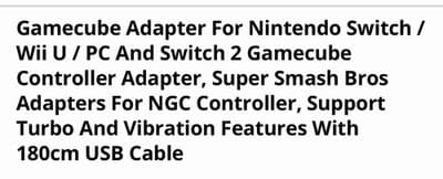 Nintendo GameCube Controller Adapter for Nintendo Switch, PC, and Wii U - Thumbnail 3