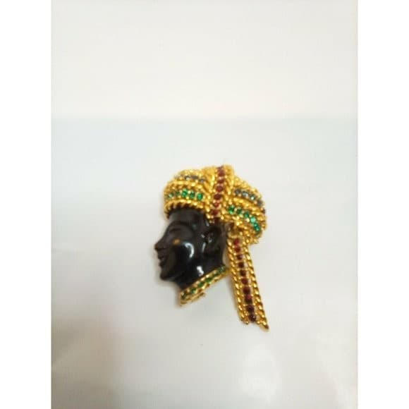 Boucher Gold Oriental Man with Earring in a Multicolour Turban Pin