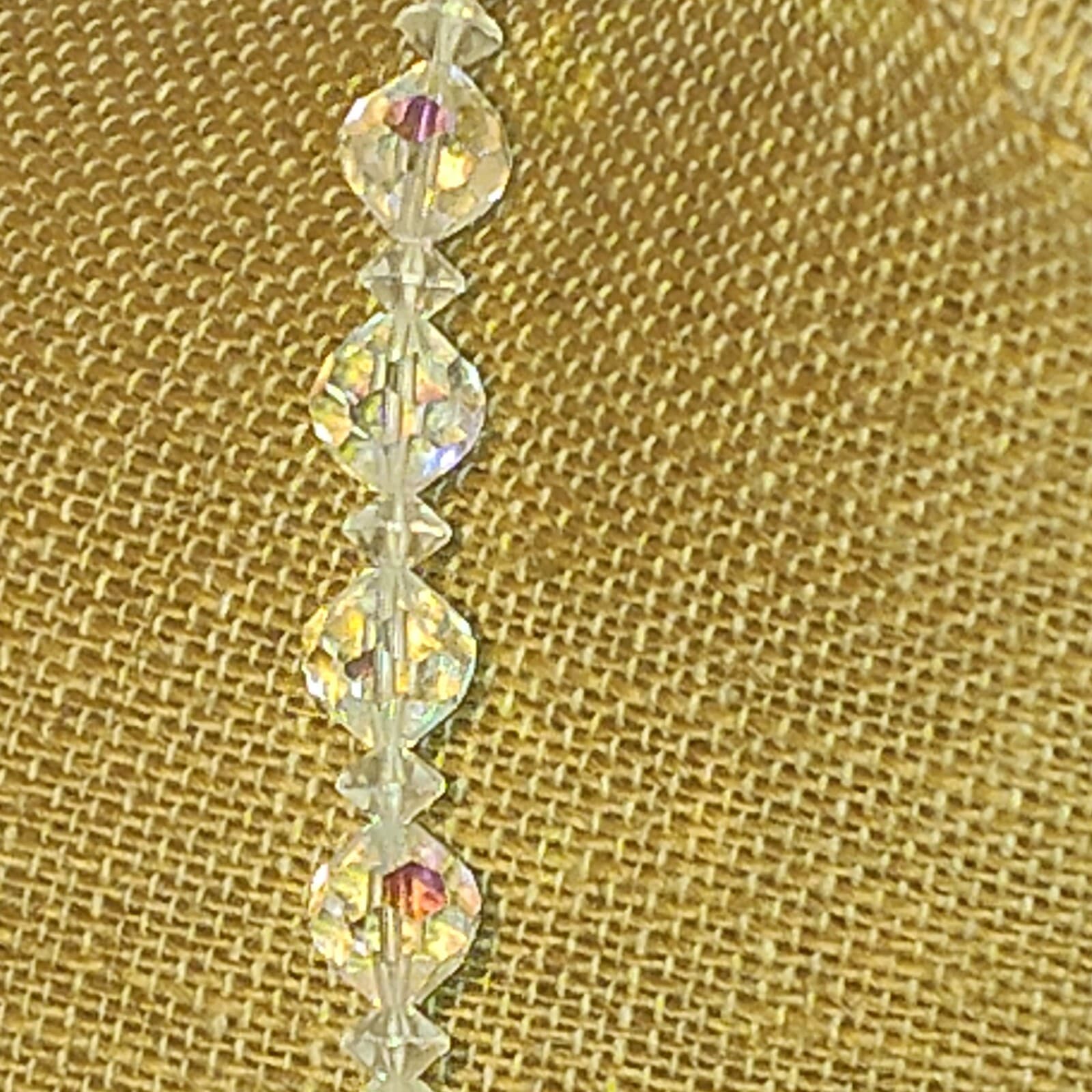 Vintage Aurora Borealis Czech Iridescent Glass Bead Necklace 18 inch - Thumbnail 2