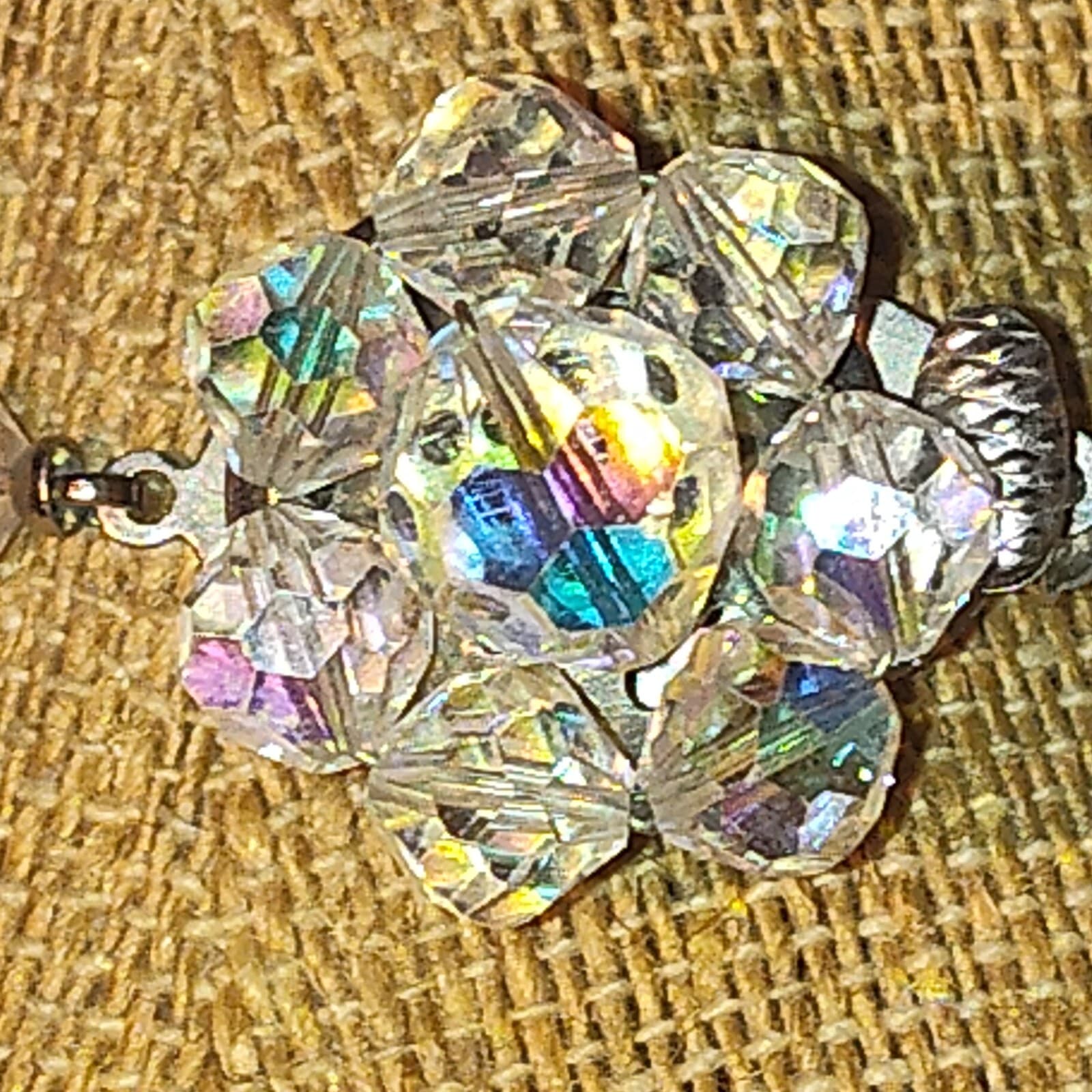 Vintage Aurora Borealis Czech Iridescent Glass Bead Necklace 18 inch - Thumbnail 3