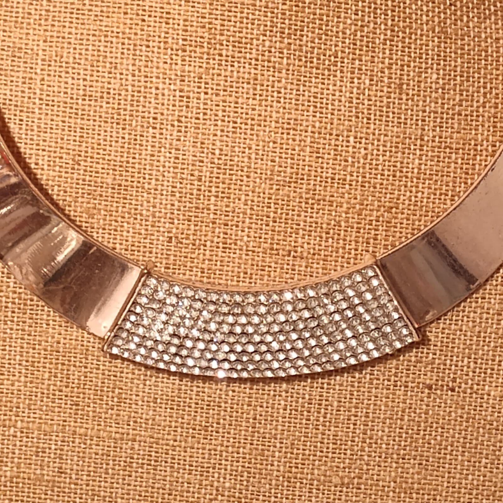 80's Goldstone Chocker w/Rhinestones - Thumbnail 2