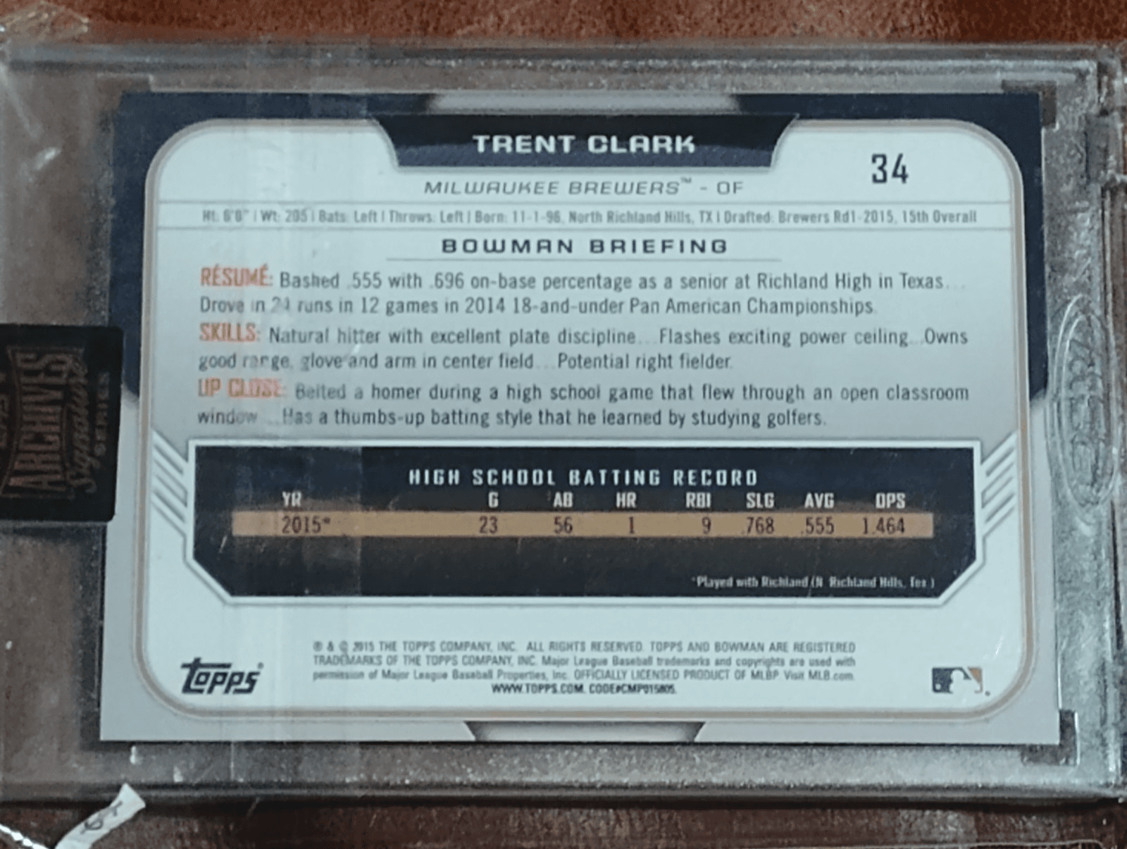 Trent Grisham 2021 Topps Archives Signature Series 2015 Bowman Draft Auto RC /84 - Thumbnail 12