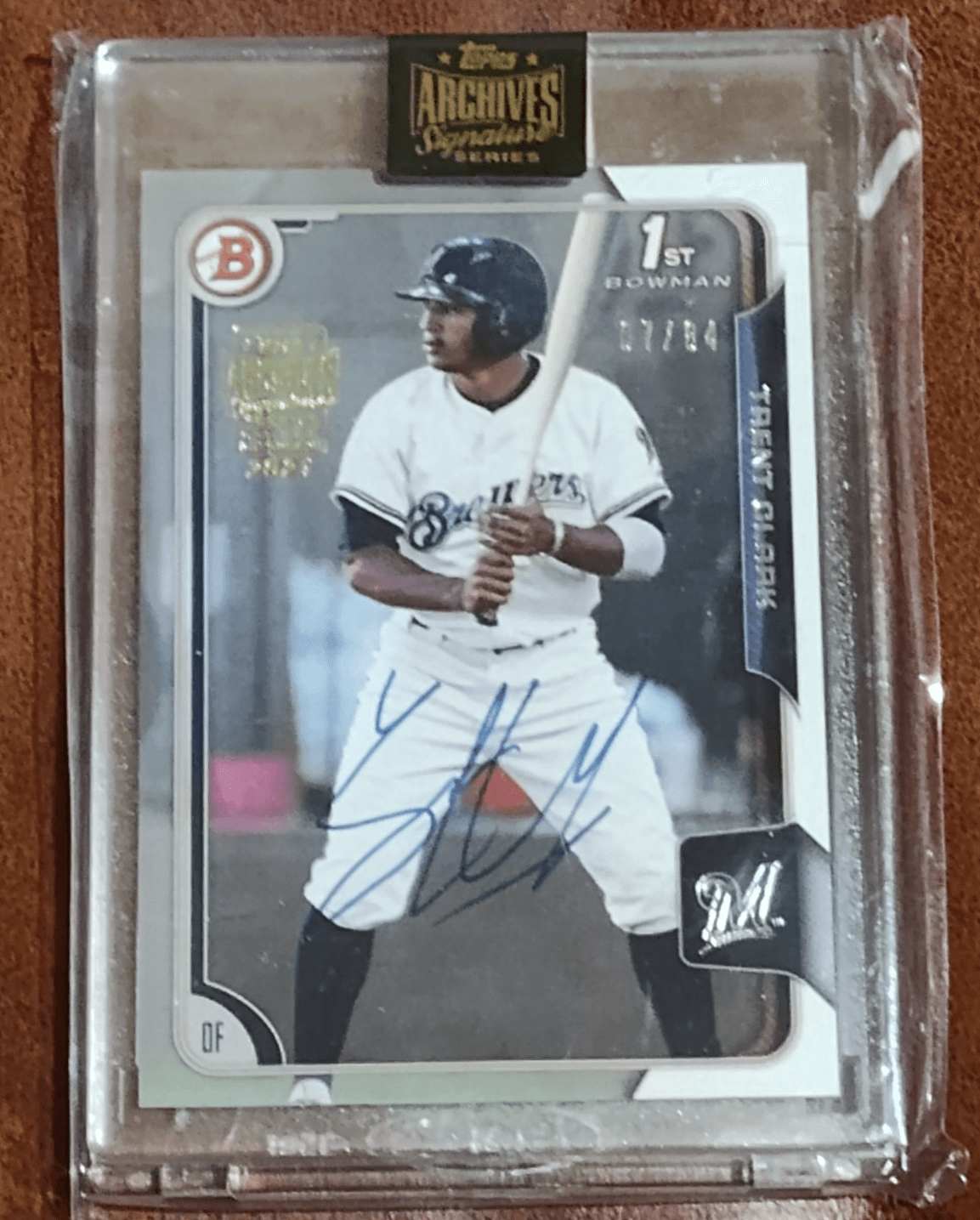 Trent Grisham 2021 Topps Archives Signature Series 2015 Bowman Draft Auto RC /84