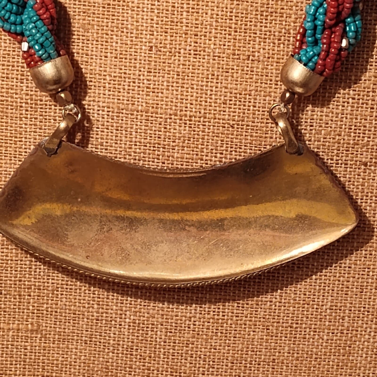 28CM Old Tibet Natural Coral Turquoise Bronze Exorcism Amulet Pendant Necklace - Thumbnail 6