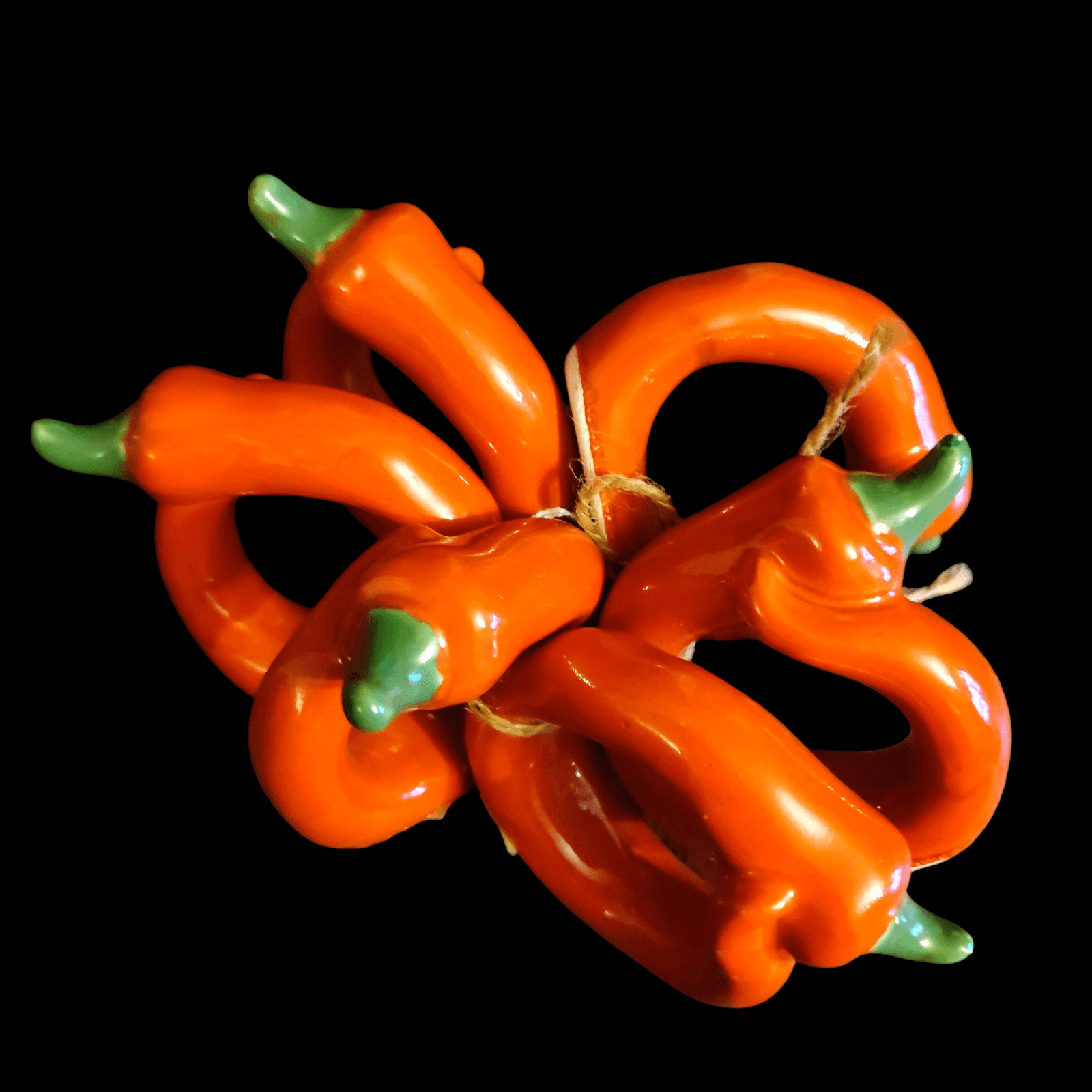 Red Chili Peppers Napkin Rings Set of 6 Ceramic Porcelain - Thumbnail 2