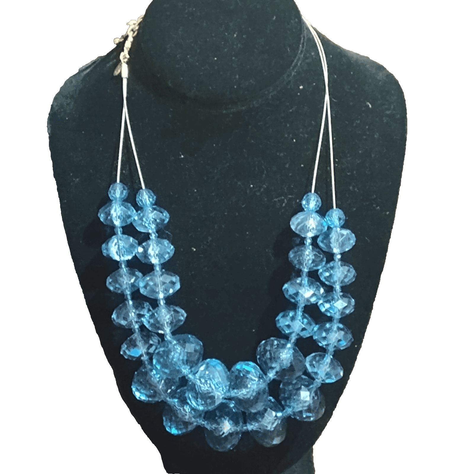 Joan Rivers Ocean Blue Large Faceted Acrylic Diamond Style Chunky Necklace