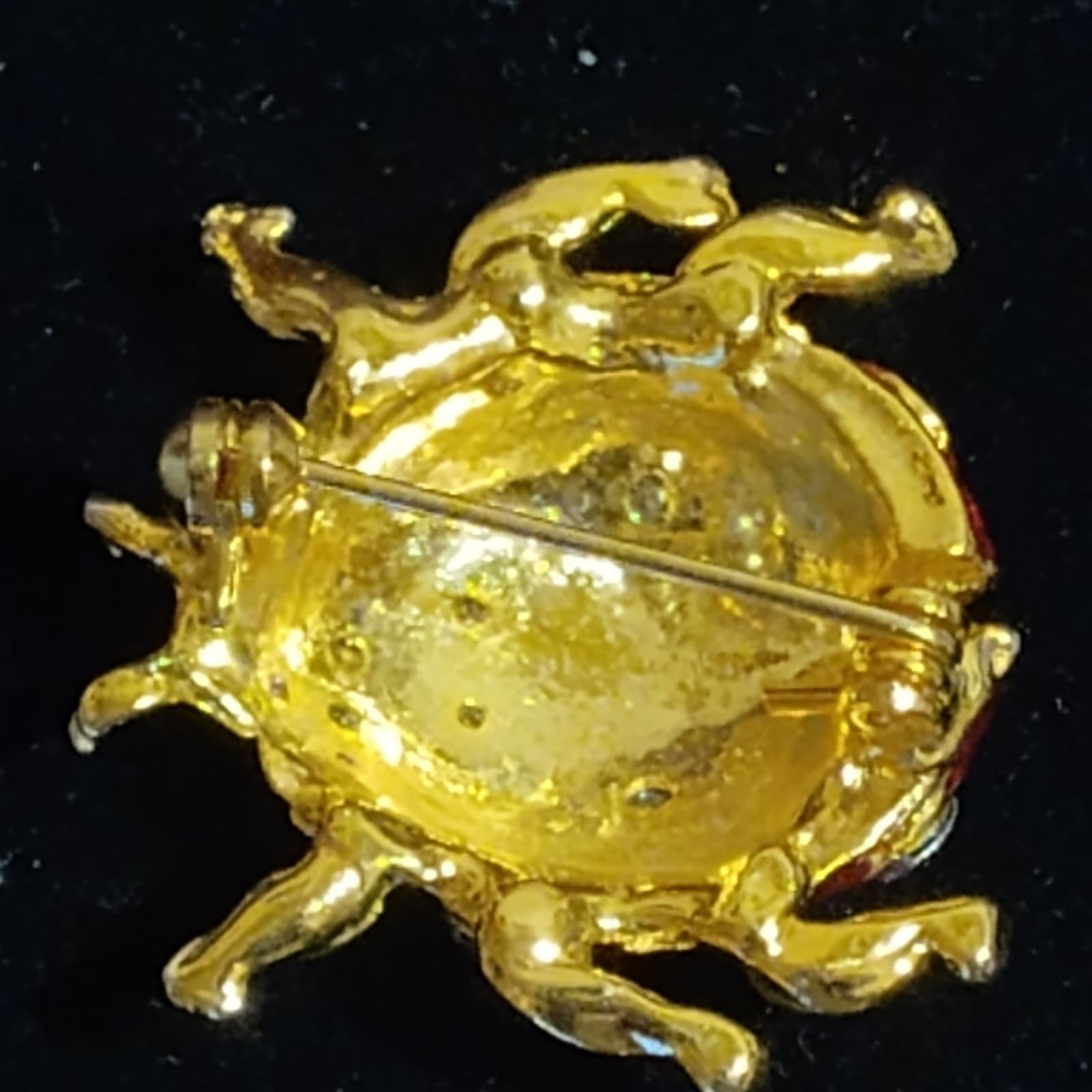 vintage beetle broochgoldtone multi-color stones - Thumbnail 3