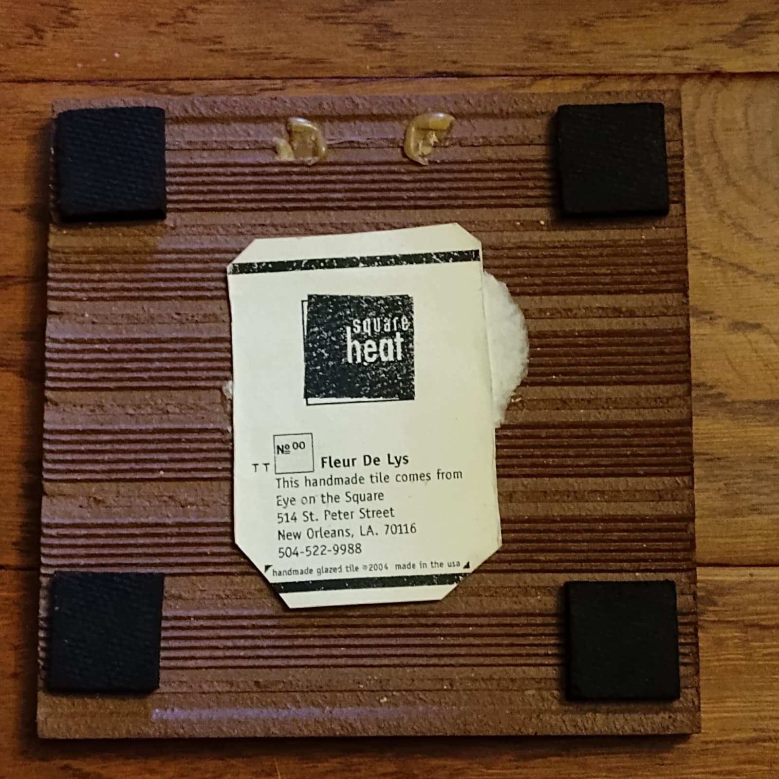 Vtg HandPainted Fleur De Lis Ceramic Tile Trivet New Orleans Art - Thumbnail 2