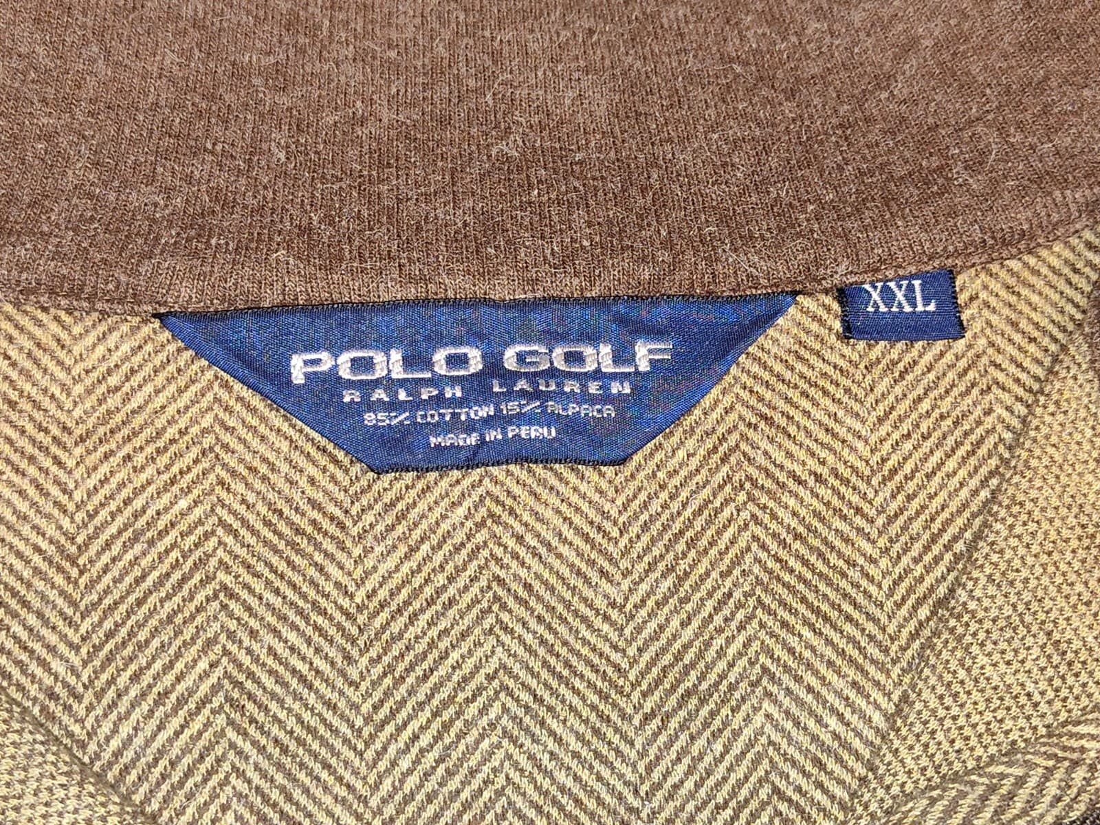 Polo Golf Ralph Lauren Pullover 1/4 Zip Sweater Mens XxL Brown Alpaca Peru - Thumbnail 4