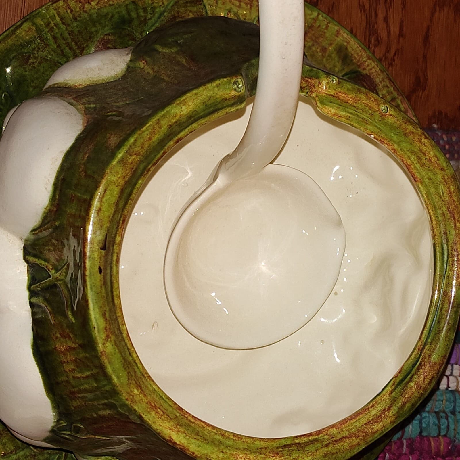 3D Mushroom Shapes Ceramic Sering Bowl Soup Tureen w/Ladle & Plate 4pc set - Thumbnail 11