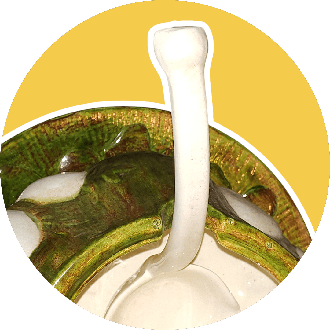 3D Mushroom Shapes Ceramic Sering Bowl Soup Tureen w/Ladle & Plate 4pc set - Thumbnail 4