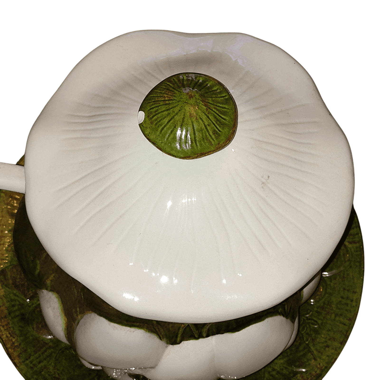 3D Mushroom Shapes Ceramic Sering Bowl Soup Tureen w/Ladle & Plate 4pc set - Thumbnail 2