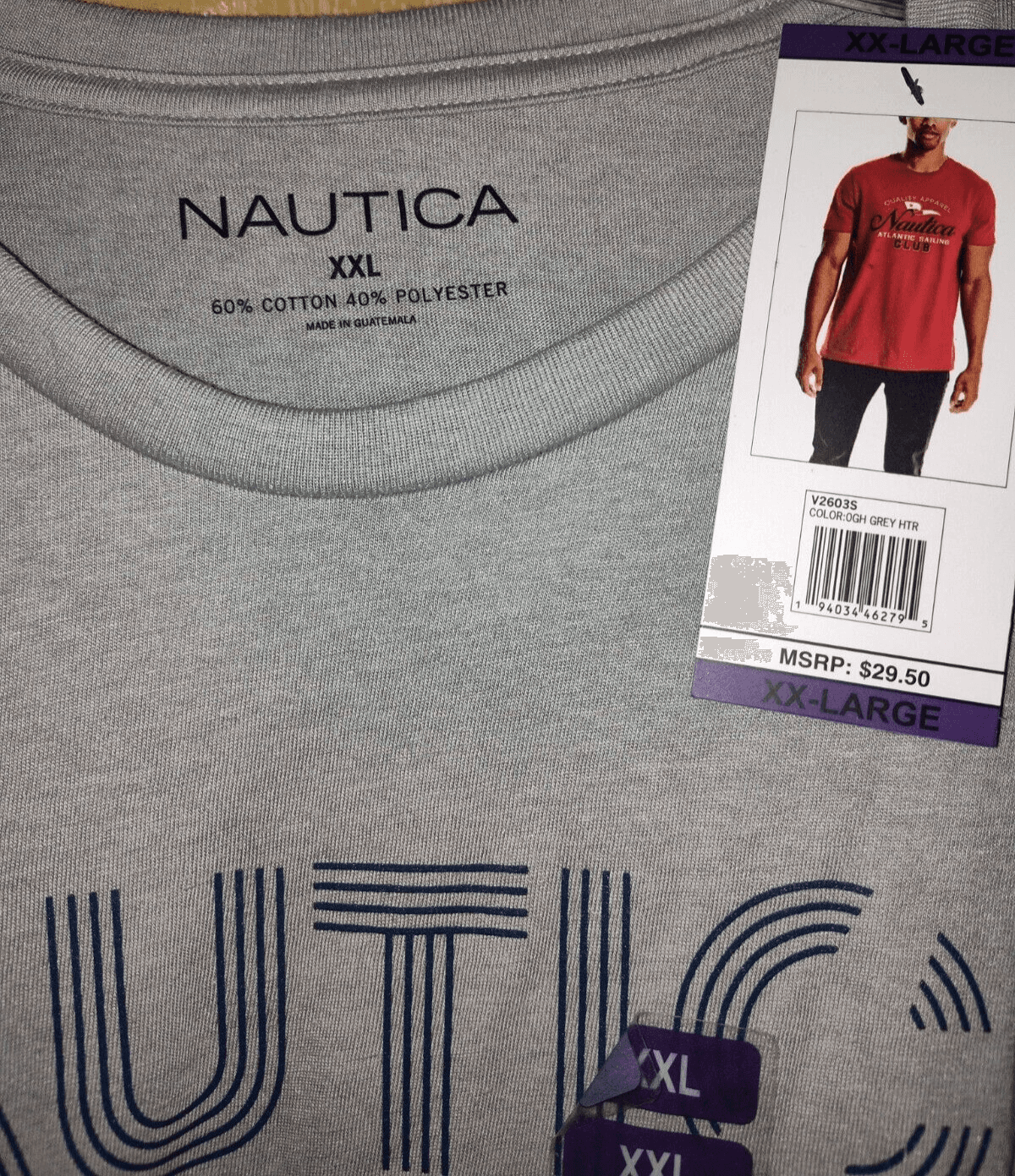 Nautica T Shirt Men's 2XL Grey Short Sleeve Graphic Print New With Tags - Thumbnail 2