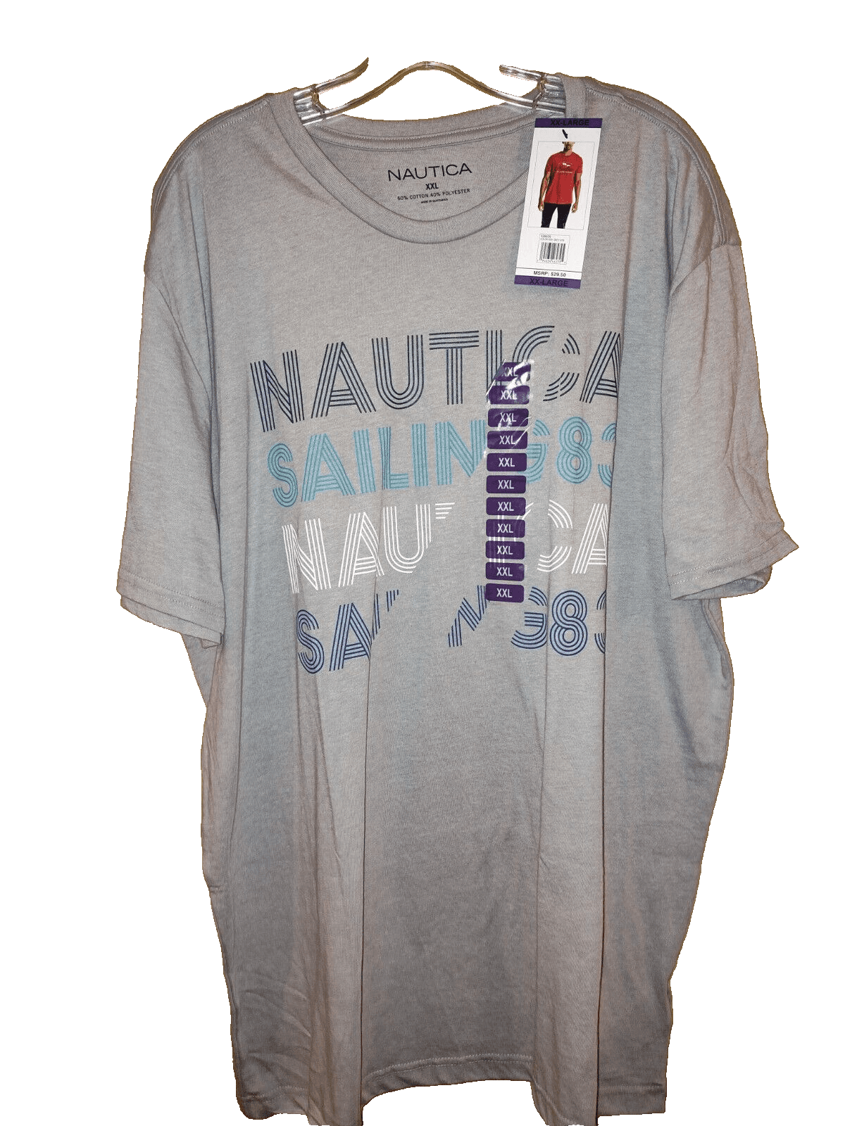 Nautica T Shirt Men's 2XL Grey Short Sleeve Graphic Print New With Tags