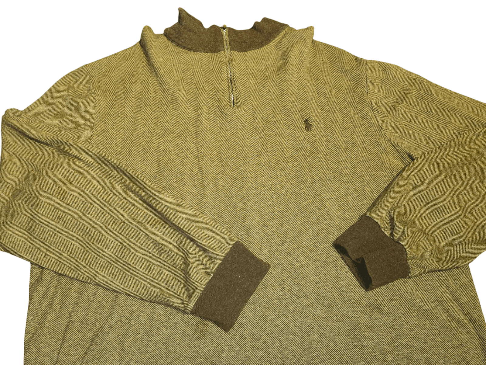 Polo Golf Ralph Lauren Pullover 1/4 Zip Sweater Mens XxL Brown Alpaca Peru - Thumbnail 3